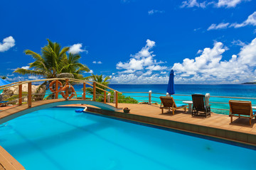 Pool at tropical beach - Seychelles
