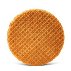 Waffle with caramel isolated on white background