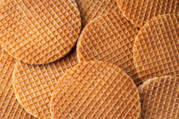 Waffles with caramel background