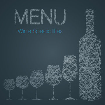 Wine list with wine specialties - blue and white edition