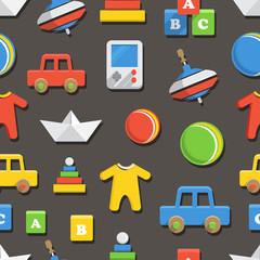 Baby`s accessories seamless background