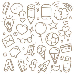 Different web interface silhouettes. Cartoon style sketch illust