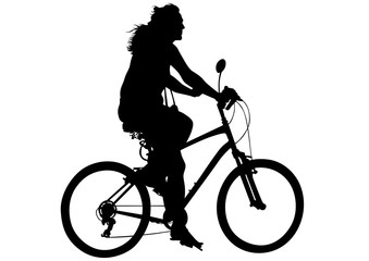 Sport women whit bike on white background
