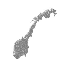 Fototapeta premium Map of Norway with lakes and rivers.