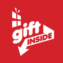 White vector logo for gifts on a red background