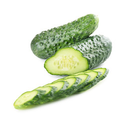 Sliced cucumbers isolated on white