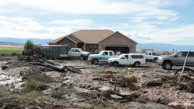 Home damage flash flood after wildfire P HD 1845