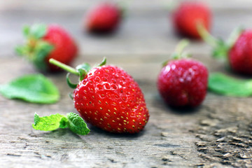 Sweet strawberry on wooden background