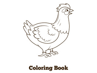 Coloring book hen chicken cartoon illustration
