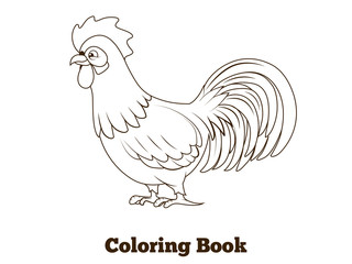 Fototapeta na wymiar Coloring book rooster cartoon illustration