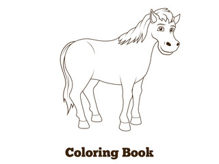 Coloring book horse cartoon illustration