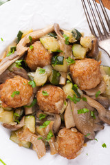 Chicken meatballs with oyster mushrooms