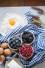 Baking. Ingredients for the preparation of berry pie.