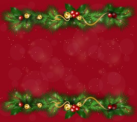 christmas background with needles