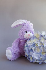 Purple rabbit with Hydrangea paper flower