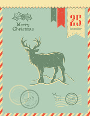 Christmas Vintage Greeting Card with Typography.