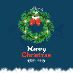 Christmas wreath with calligraphic and typographic design