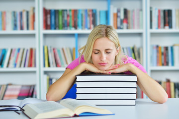 beautiful young woman study in the library