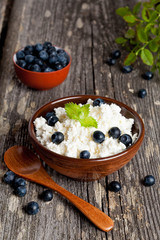cottage cheese with blueberry  and mint  for breakfast
