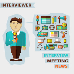 Profession of people. Flat infographic.  Interviewer