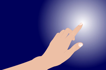  hand touching on blue background