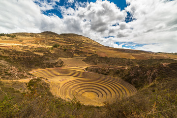 Fototapeta na wymiar Concentric terraces in Moray, Sacred Valley, Peru