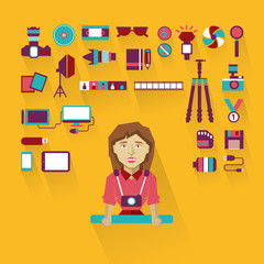 Profession of people. Flat infographic. Photographer