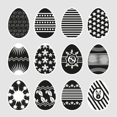 Easter eggs in black and white.