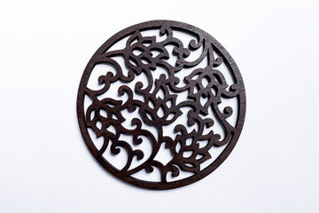 Wood carving on white background