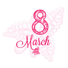 Greeting card with March 8. International Women's Day.