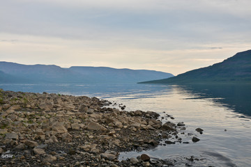 Mountain lake Nakomaken on the Putorana plateau.