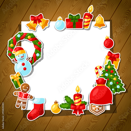 merry christmas and happy new year sticker template for fotolia com
