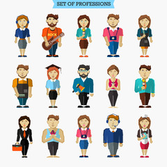 Fototapeta premium Set of 15 professions. Meteorologist, hairdresser, interviewer,
