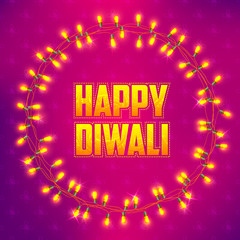 Happy Diwali background decorated with light
