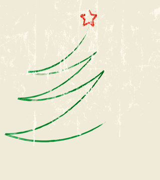 abstract christmas tree, vector, grunge style, free copy space,