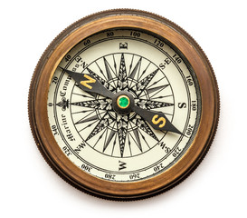 Vintage brass compass © Sergey Yarochkin