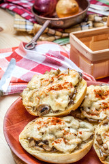 Sandwiches with mushrooms and cheese.