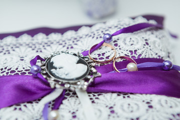 Wedding rings on the pillow