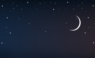 Obraz na płótnie Canvas night sky with a crescent moon and stars