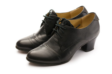 Black female pump leather shoes