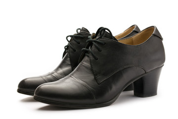 Black female pump leather shoes
