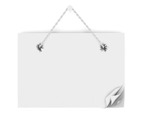 Template paper signs with rope. 3d.