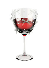 Decorated bows glass of wine