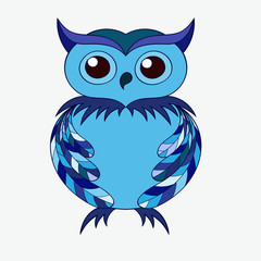 vector blue owl on white