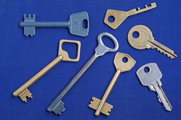 Keys on a blue background.
