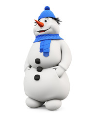 Happy snowman on a white background. 3.