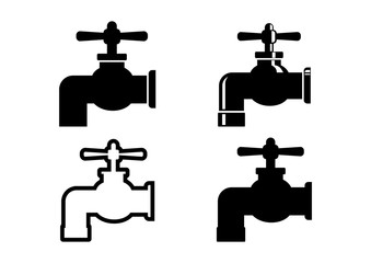 Faucet vector icons on white background