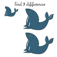 Find differences kids layout for game seal