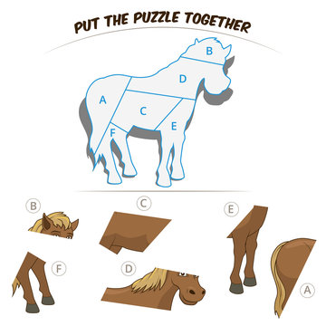Puzzle game for children horse