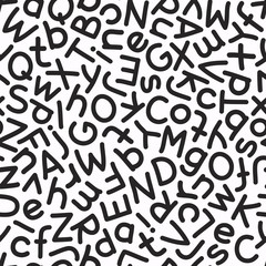 Hand Drawn Mix Letters Seamless Pattern